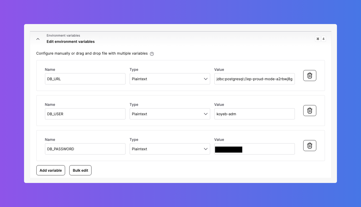 Configured Environment Variables